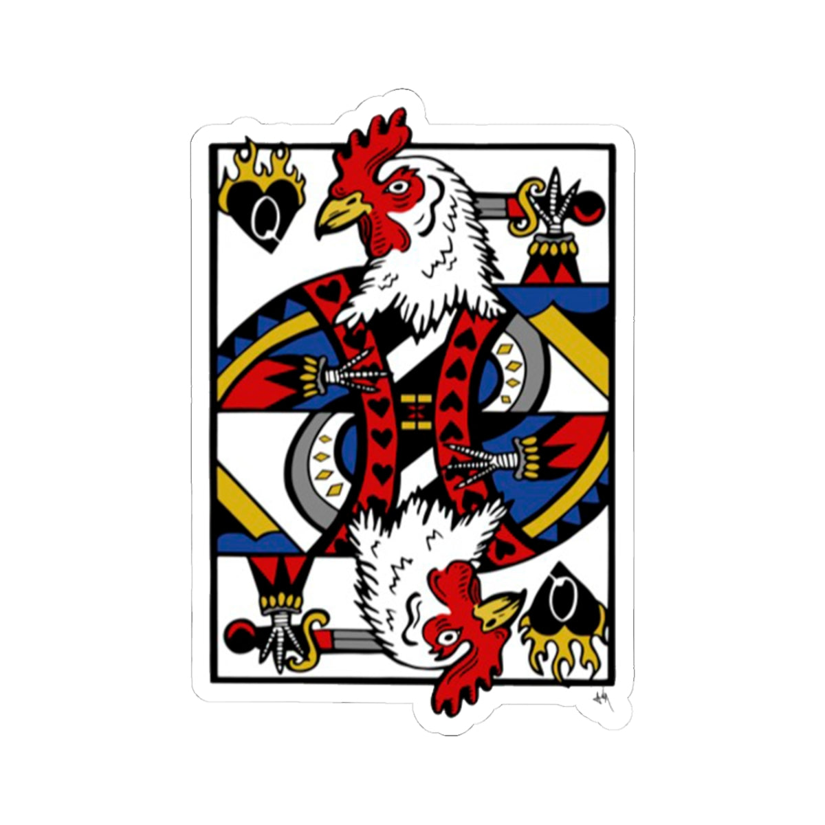 Playing Card Chicken Sticker